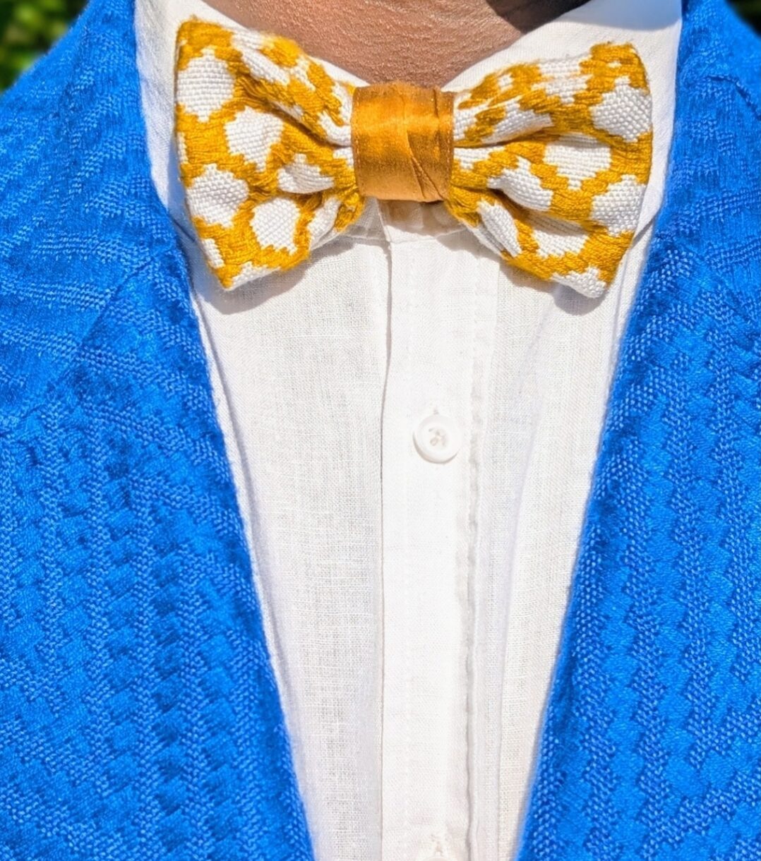 Nœud Papillon Kente Jaune et Blanc