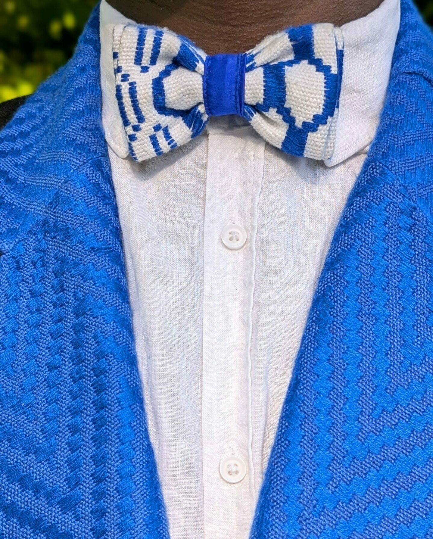Nœud Papillon Kente Bleu et Blanc