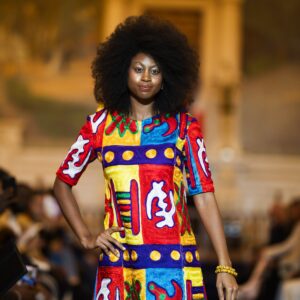 Robe jaune Obama en Kente