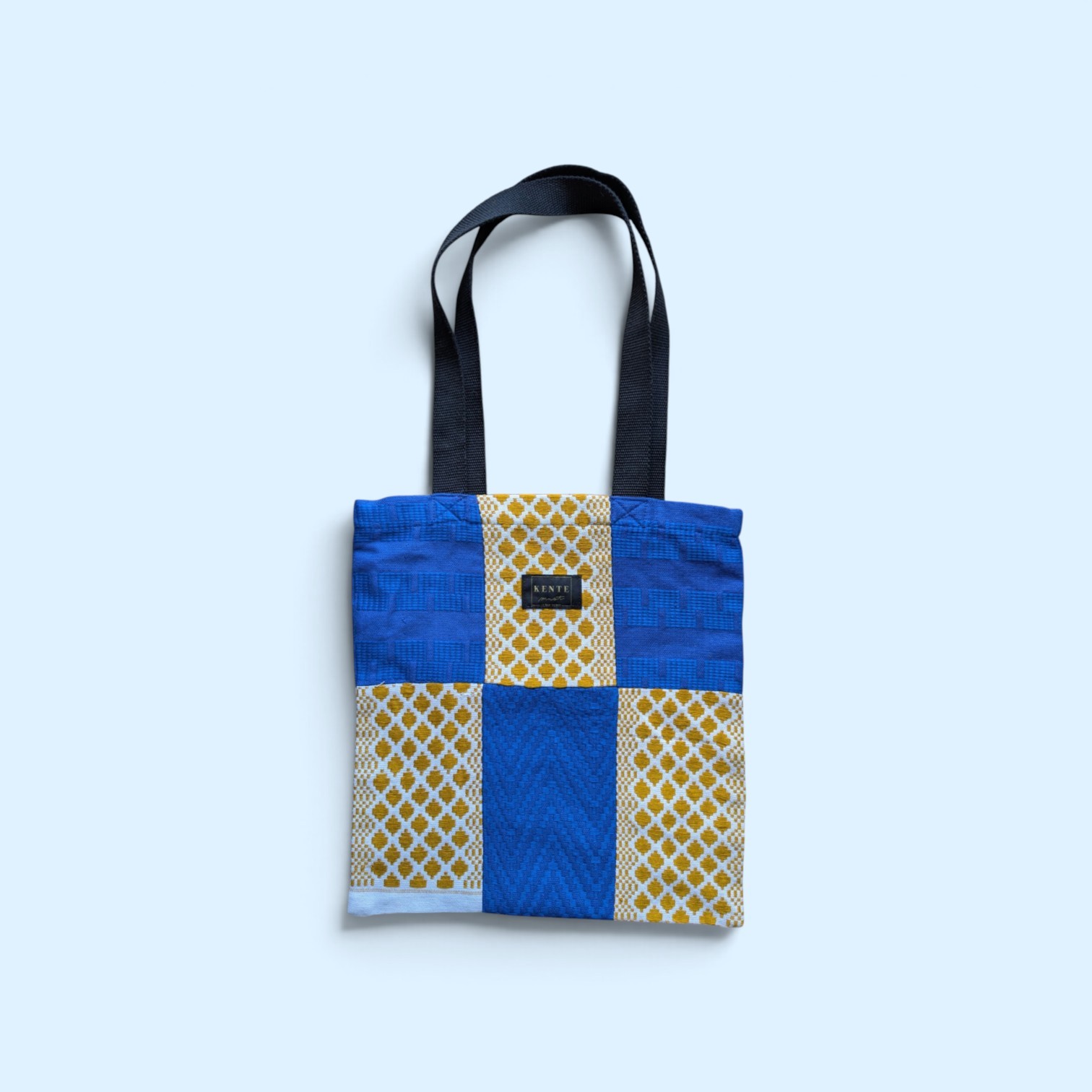 Nsuo - kentemust - sac bleu et jaune en kente et soie