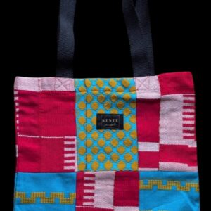 Totebag Kente Rouge et Bleu Turquoise - Turquoise