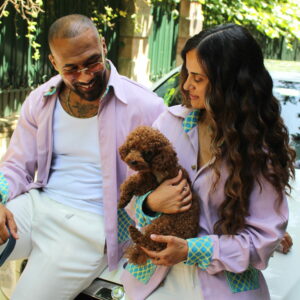 Veste rose et turquoise en coton et kente tissé - La Pink Jacket